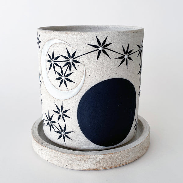 moon planter pot Planter: Sun Moon Stars Indigo