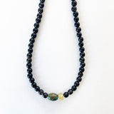 Bead Neck #201: Smoky Quartz 5mm / TQ & Rutilated Quartz