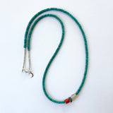 Bead Neck #101: Turquoise w/Sil- Coral, TQF  & Qtz