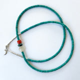 Bead Neck #101: Turquoise w/Sil- Coral, TQF  & Qtz