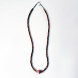 Bead Neck #201: Sandalwood 5mm w/Silver, Quartz, Tibetan Coral & Faceted TQ