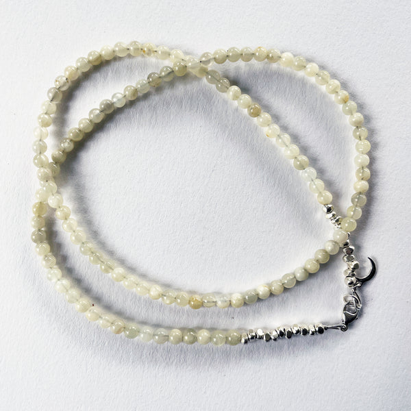 Bead Neck #400: Moonstone White w/Silver
