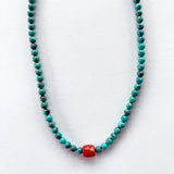 Bead Neck #500: TQ w/Sil - Coral