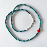 Bead Neck #500: TQ w/Sil - Coral