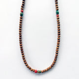 Bead Neck #503: Sandalwood w/Sil- Turquoise Barrel & Tibetan Coral