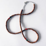 Bead Neck #503: Sandalwood w/Sil- Turquoise Barrel & Tibetan Coral