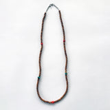 Bead Neck #505: Sandalwood w/Sil- Tibetan Coral & TQ Facet