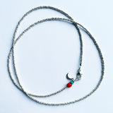 Bead Neck #101: Silver w/Coral & Turquoise 2