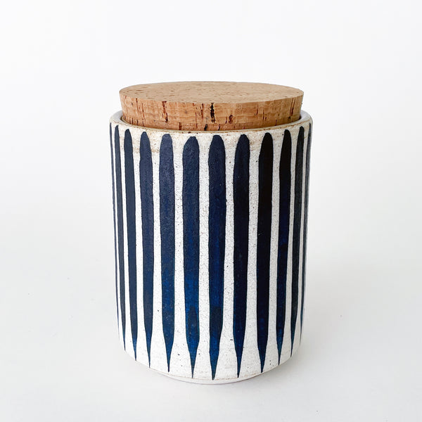 Canister Tall: Stripes Indigo