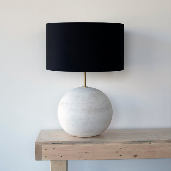 Lamp Rock Rnd XL: White / Black Linen