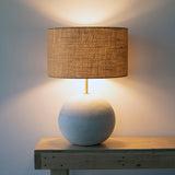 Lamp Rock Rnd XL: White / Burlap