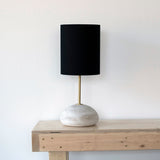 Lamp Rock Domed Med: White / Black Linen