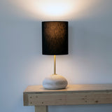 Lamp Rock Domed Med: White / Black Linen