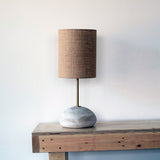 Lamp Rock Domed Med: White / Burlap