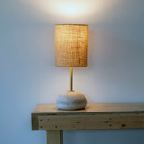 Lamp Rock Domed Med: White / Burlap