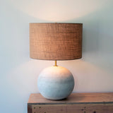 Lamp Rock Rnd XL: White / Burlap