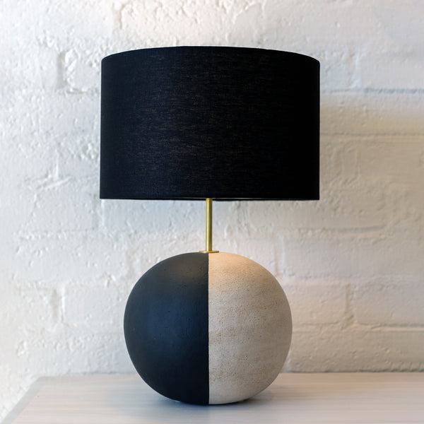 Lamp Rock Rnd XL: B&W / Black Linen