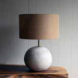 Lamp Rock Rnd XL: White / Burlap