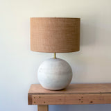 Lamp Rock Rnd XL: White / Burlap
