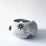 Candle Lantern Rnd: Crescent & Stars / Wht