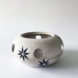 Candle Lantern Rnd: Crescent & Stars / Wht