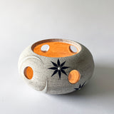 Candle Lantern Rnd: Crescent & Stars / Wht