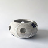 Candle Lantern Rnd: Crescent & Stars / Wht