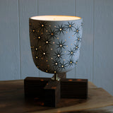 Lantern Rnd Constellation: White w/X Wood Base