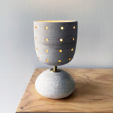 Lantern Rnd Grid: White w/Rock Base