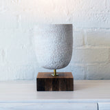 Lantern Rnd Hamm: White w/SQ Wood Base