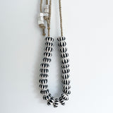 Garland27: Black Striped Pared Beads