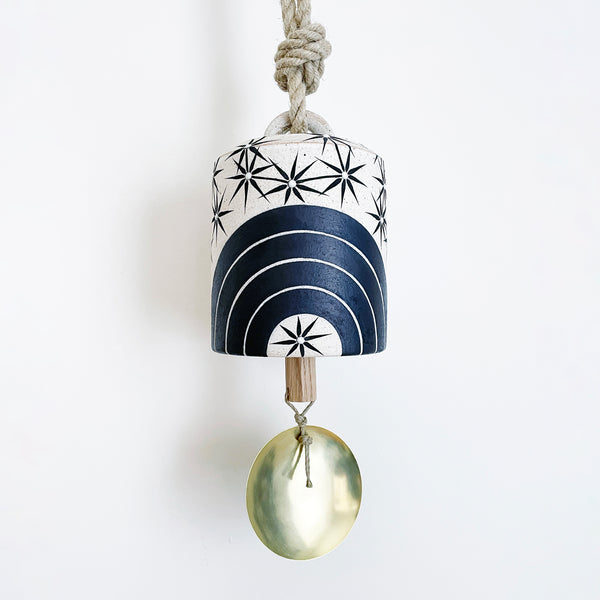 Thrown Bell Wide: Rings Indigo (Arc) Constellations w/ Brass Disc